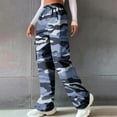 thumbnail image 2 of Simua Cargo Sweatpants for Women Camouflage Elastic Waist Straight Tube Drawstring Pocket Work Pants, 2 of 6