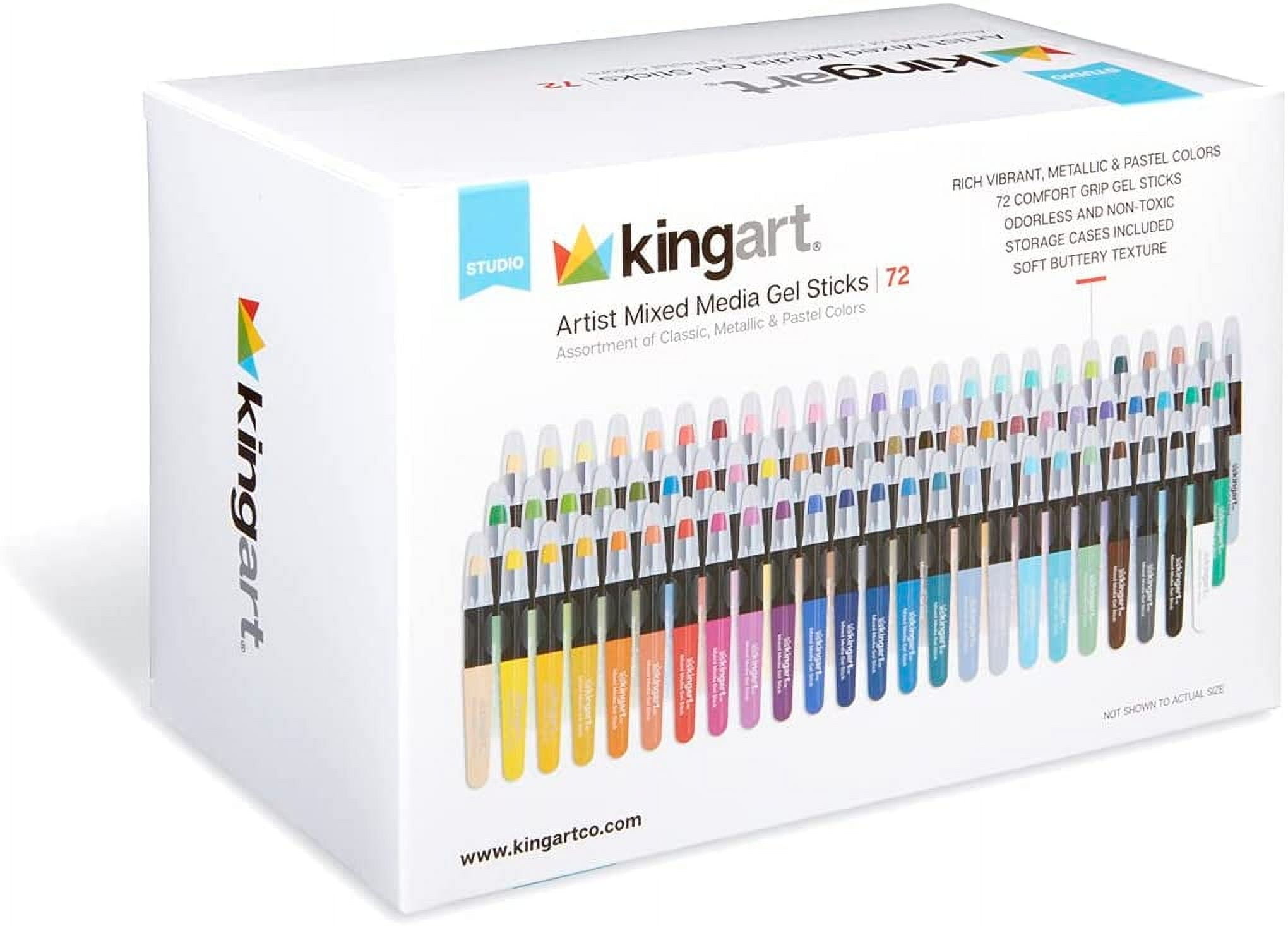 KINGART, Gel Stick Artist Crayons, 72 Color Set, Vibrant