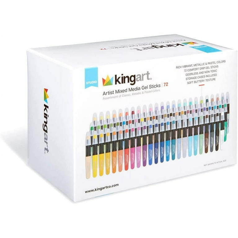 KINGART, Gel Stick Artist Crayons, 72 Color Set, Vibrant