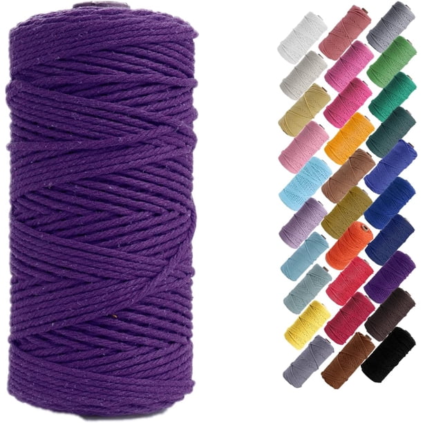 Cordón de macramé, hilo de algodón, para colgar en la pared, colgar plantas, manualidades, decoración del hogar, envoltura de regalos, 3 mm x 100 m