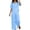 Blue, variant on Womens Linen Blend 2 Piece Outfit Set Short Sleeve Polo Collar Cropped Top And Wide Leg Full Length Pants No Pockets Relaxed Fit Solid Color Casual Matching Suit