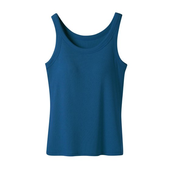 Husipze Womens Tank Tops with Built in Shelf Bra Basic Stretchy Padded Camisole Casual Layering Tops Seamless Undershirt Blue S