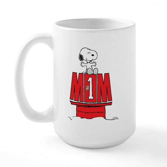 CafePress - Snoopy Mom #1 Large Mug Mugs - 15 oz Ceramic Large White Novelty Mug