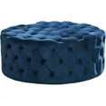 thumbnail image 1 of Best Master Furniture Anderson Ottoman Rond en Velours 40 Pouces Bleu Marine, 1 of 1