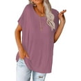 thumbnail image 2 of Mint Plus Pink - Women's Comfy Loose Fit T-Shirts with Crew Neck Elegance, 2 of 5