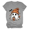 thumbnail image 5 of enyan Cute Halloween Shirts for Women Pumpkin Graphic Cute Ghost Tops Tee for Women Short Sleeve Casual T-Shirt Ladies October Top Comfortable Printed Shirt Fall Light Gray,M, 5 of 6