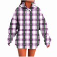 thumbnail image 5 of Sakmal Purple Hooded Sweatshirts Women Drawstring Sweatshirts Plaid Soft Hoodies for Women, 5 of 5