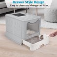 Foldable Cat Litter Box w/ Scoop & Drawer Tray Large Space Cat Litter