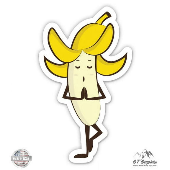 Banana Yoga Cute - 3" Vinyl Sticker - For Car Laptop I-Pad Phone Helmet Hard Hat - Waterproof Decal