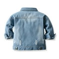 thumbnail image 3 of Godderr Kids Baby Jean Jacket for Toddler Boy Girl Denim Jacket for 3m-6t Long-Sleeved Lapel Hole Fashion Denim Long-Sleeved Jacket Tops, 3 of 5