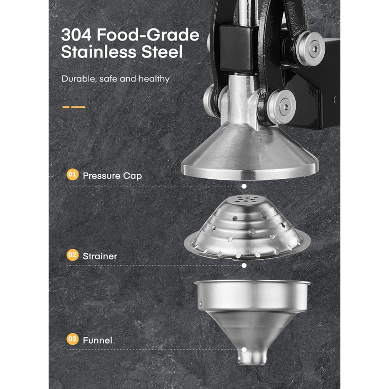 FOHERE Manual Citrus Juicer Easy Juicing, Easy Clean Stainless Steel and Cast Iron