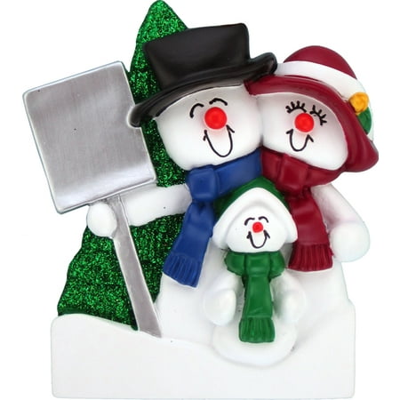 Personalized Snowman Family Snowman Family 1 kid Personalized Christmas Ornament DO-IT-YOURSELF ()
