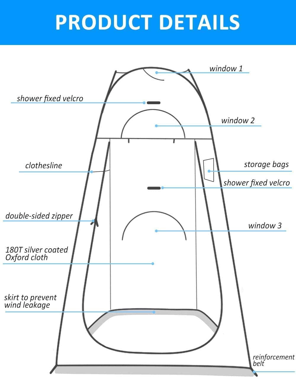 GVDV Pop up Shower Tent, Upgrade Privacy Tent, Portable Outdoor Camping Bathroom Toilet Tent Changing Dressing Room Privacy Shelters Room for Hiking and Beach Sun Shelter Picnic Fishing