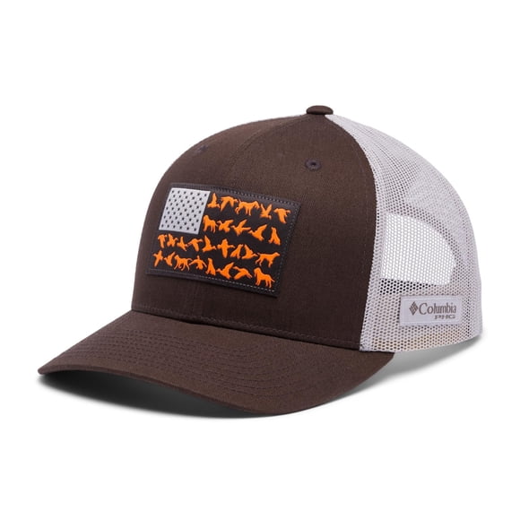 Gorra Columbia PHG Game Flag de malla con cierre a presión, cordobán