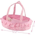 thumbnail image 4 of Baby Doll Cradle Bassinet Portable Doll Carrier Carry Bag,Soft Pillow Quilt Plush Bear Included,for 8-9-10-11-12 Inch and Smaller Dolls Alive Baby Doll Reborn Newborn Baby Doll Accessories Gift-wrap, 4 of 5