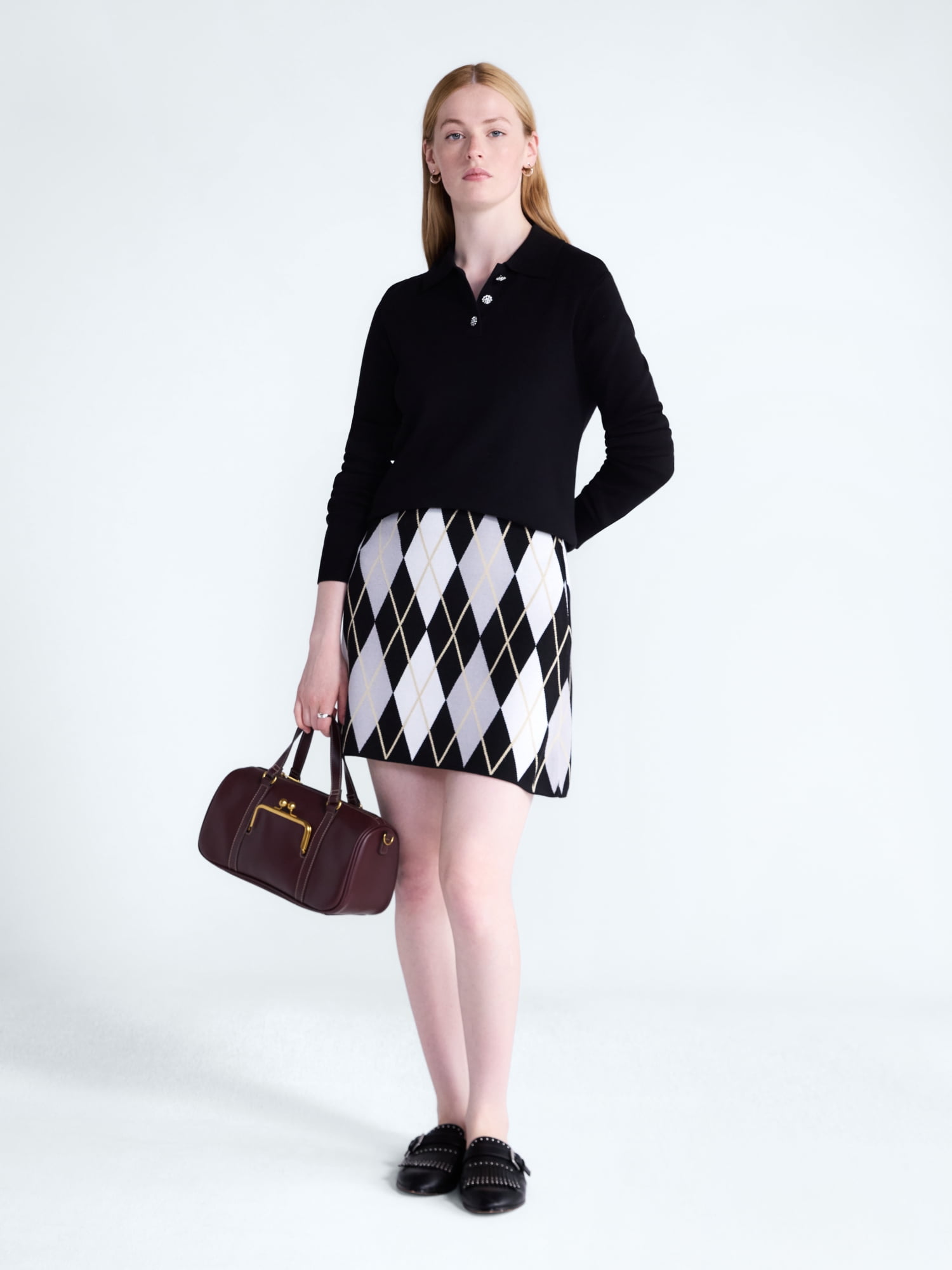 Free Assembly Women's and Women's Plus Missy Pull On Argyle Mini Pull On Sweater Skirt, Sizes XS-4X