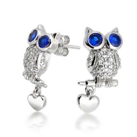 Bling Jewelry Cz Simulated Shire September Birthstone Owl Stud Cz Simulated Shire September Birthstone Owl Stud Earrings 925 Sterling Silver 22mm