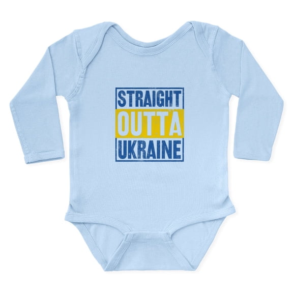 CafePress - Straight Outta Ukraine Support Ukraine Body Suit - Long Sleeve Cotton Baby Bodysuit