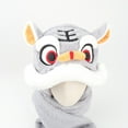 thumbnail image 6 of Dyfzdhu Women Fleece Three In One Hooded Cap Earflap Hat Long Scarf Gloves Set Winter Thermal Windproof Lion Dance Themed Gray, 6 of 9