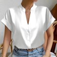 thumbnail image 3 of Birdeem Hauts Unis pour Femmes T-Shirts à Boutons Col en V Blouse, 3 of 9