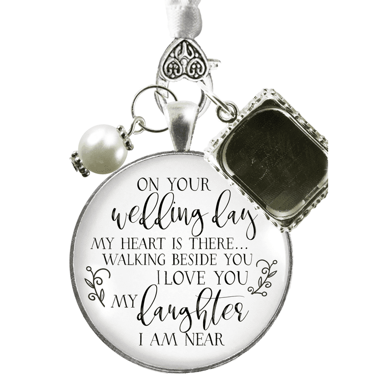 Bouquet Charm On Your Wedding Day Remember Mom Dad Silvertone Brides  Memorial Frame 