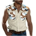 thumbnail image 2 of Men's Shirts Button Down Under $10 Casual Fashion Patchwork Turndown Collar Sleeveless Pockets Sports Tank, 2 of 5