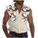 thumbnail image 1 of Camisas de Cuello para Hombres, Moda Casual Día de la Independencia Imprimir Turndown Bolsillos sin Mangas Tanque Deportivo, 1 of 5