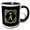 Black/White, variant on 3drose, Letter A- Image of Monogram with Crown and Blue Star- Not Metal Foil, 11oz Two-tone Green Mug