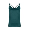 thumbnail image 5 of WULMLEO Women's Lace Silk Satin Pajama Tank Tops V Neck Camisole Soft Spaghetti Strap Tops Loose Sleepwear Green XL, 5 of 6