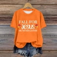 thumbnail image 4 of Women Funny Christian T-Shirts Thanksgiving Fall for Jesus He Never Leaves Short Sleeve Tees Casual Crewneck Loose Tops, 4 of 4