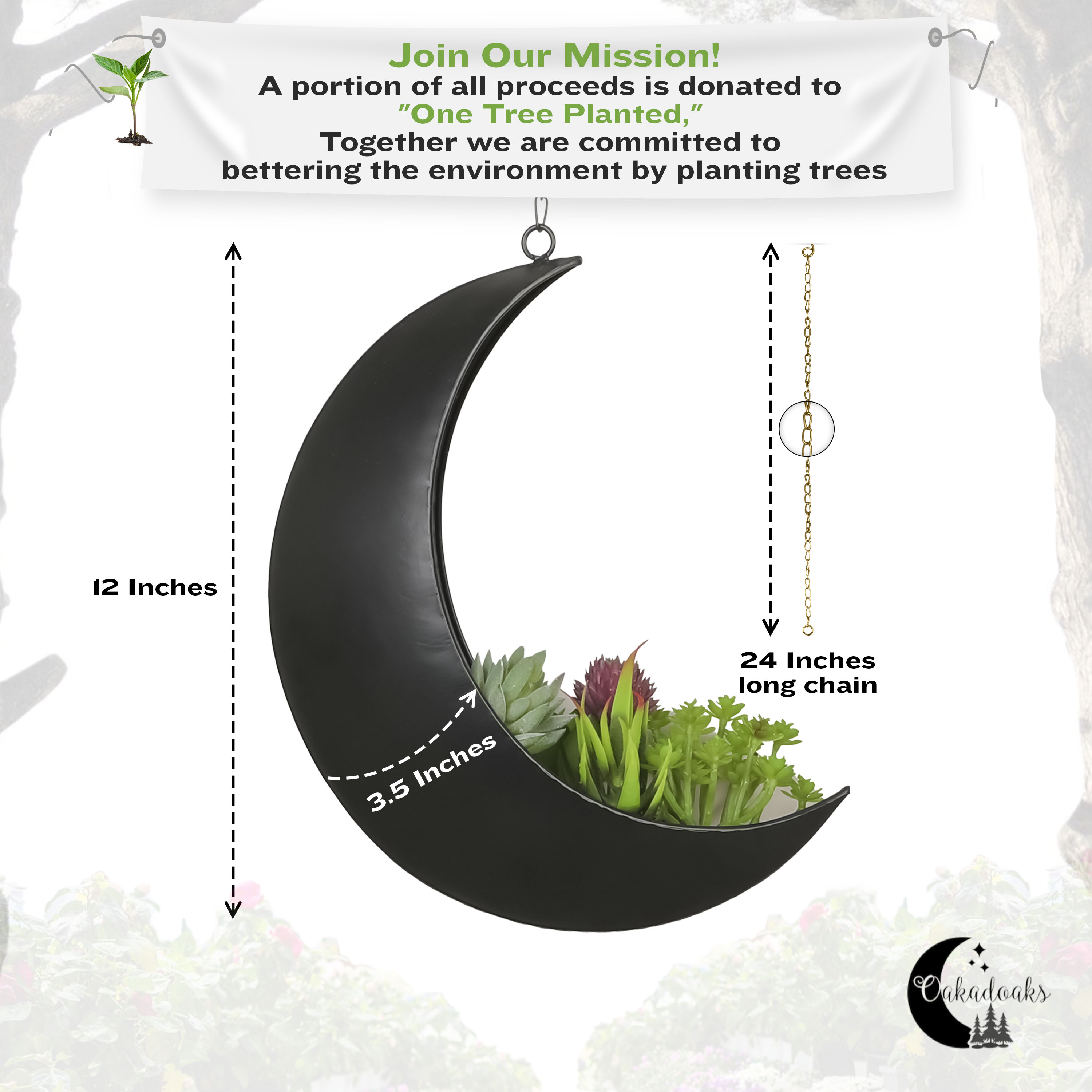 Hanging Moon Planter for Moon Room Decor - Great for Succulents, Air Plant, Mini Cactus, Faux, Artificial Plants-Boho Hanging Planters for Indoor Plants, Witchy Gifts for Women, Birthdays,Plant Lovers
