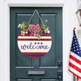 thumbnail image 4 of 4th of July Welcome Door Sign,America Patriotic Sign for Front Door Decor,Independence Day Decor Doorplate Round Wood Hang American Patriotic for Front Door Porch Wall Window Memorial Day Decor, 4 of 6