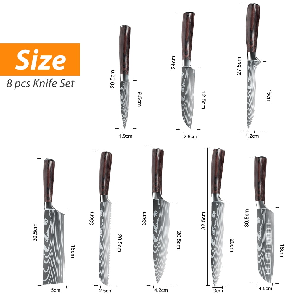 Professional Kitchen Chef Knife Set 8Piece Sharp Japanese Knives Set for Kitchen