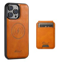 ELEHOLD for iPhone 15 Pro Leather Case Premium Leather Material with  Magnetic Detachable Card Holder Compatible with MagSafe Charging Shockproof Slim Lightweight Case for iPhone 15 Pro 6.1",Khaki