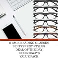 thumbnail image 2 of Reading Glasses Mens Womens 6 Pack Unisex Readers Classic Good Quality Eyeglasses, 2 of 5