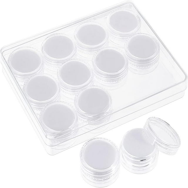 Plastic Packaging Display Box with Foam Matx & Rectangle External Packing Box for Bare Stone and Naked Diamond Column White 3x1.5cm 12pcs/set