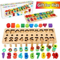 Wooden Number Puzzle for Kids - Montessori Toys for Toddlers Learning Age 3 4 5 Years Old - Wooden Counting Blocks Sorting Toys Shape Block Educational Toys Preschool Activities Stacking Toy