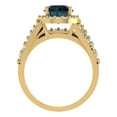 thumbnail image 4 of 2.32 ct Brilliant Round Cut Natural London Blue Topaz 18K Yellow Gold Halo Solitaire with Accents Engagement Bridal Wedding Ring Band Set size 8.5, 4 of 7