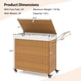 thumbnail image 3 of Gymax Laundry Hamper w/Wheels & Lid 125L 3-Section Clothes Hamper w/2 Liner Bags Natural, 3 of 10