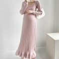 thumbnail image 4 of Annhoo Maternity Knit Dress for Women Elagant Twist Front Long Sleeve Ruffle Hem Clothes Trendy Flowy Pregnant Maxi Dresses, 4 of 7