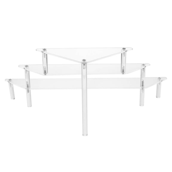 CTIRCHIU Three-Tier Clear Acrylic Display Stand with Sturdy Corner Shelf for Desktop Organizer and Home Office Storage