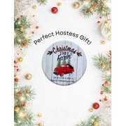Christmas Round Printed Tin with Lid, 2-Pack