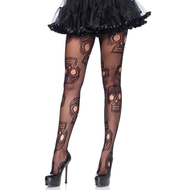 Mallas Leg Avenue Skull Fishnet Sugar Skull 1X-2X para mujer