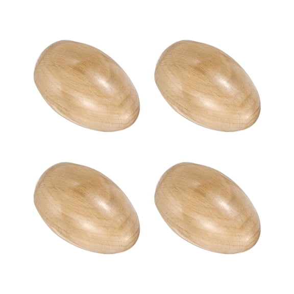 Uxcell 4 Pcs Wood Egg Shaker Wood Musical Eggs Hand Percussion Shaker Wooden Hand Percussion Instrument for DIY Painting Music Learning Easter Party Performance (Wood Color)