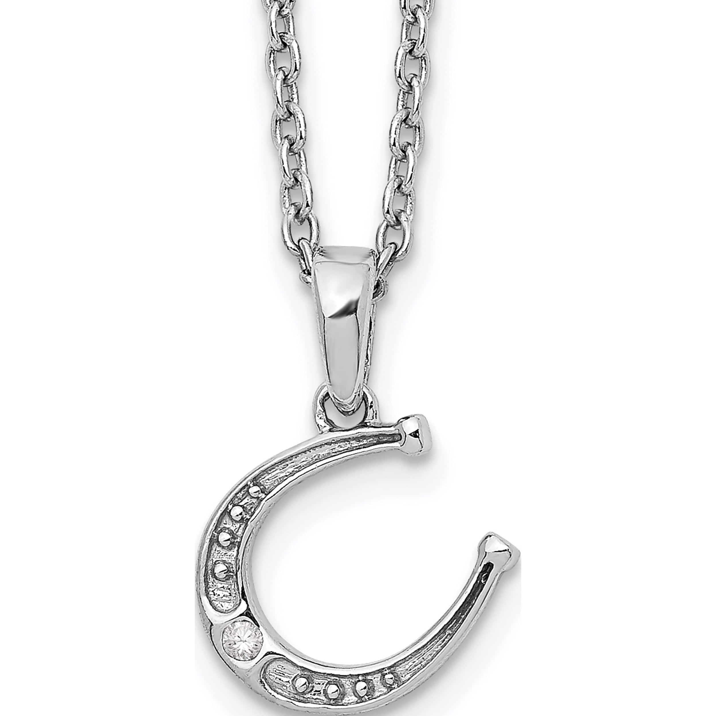 Beautiful Sterling silver 925 sterling SS White Ice Diamond Horseshoe Necklace