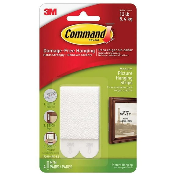 24-Pack of Medium 3M 17201-4PK-ES Command White Picture Hanging Strips, 4-Pack