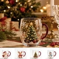 thumbnail image 2 of Christmas Themed Glass Mug with Handle, Christmas Motif Glass Coffee Cup, Santa Reindeer Christmas Tree Snowman Embossed Holiday Drinking Glass, Thickened Clear Glass Festive Winter Beverage Mug, 2 of 8