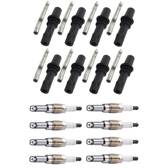 Set of 8 ISA Ignition Coil Boots & 8 ISA Brand Spark Plugs Compatible with 2005-2008 Lincoln Navigator 5.4L V8 Replacement for DG511 UF537
