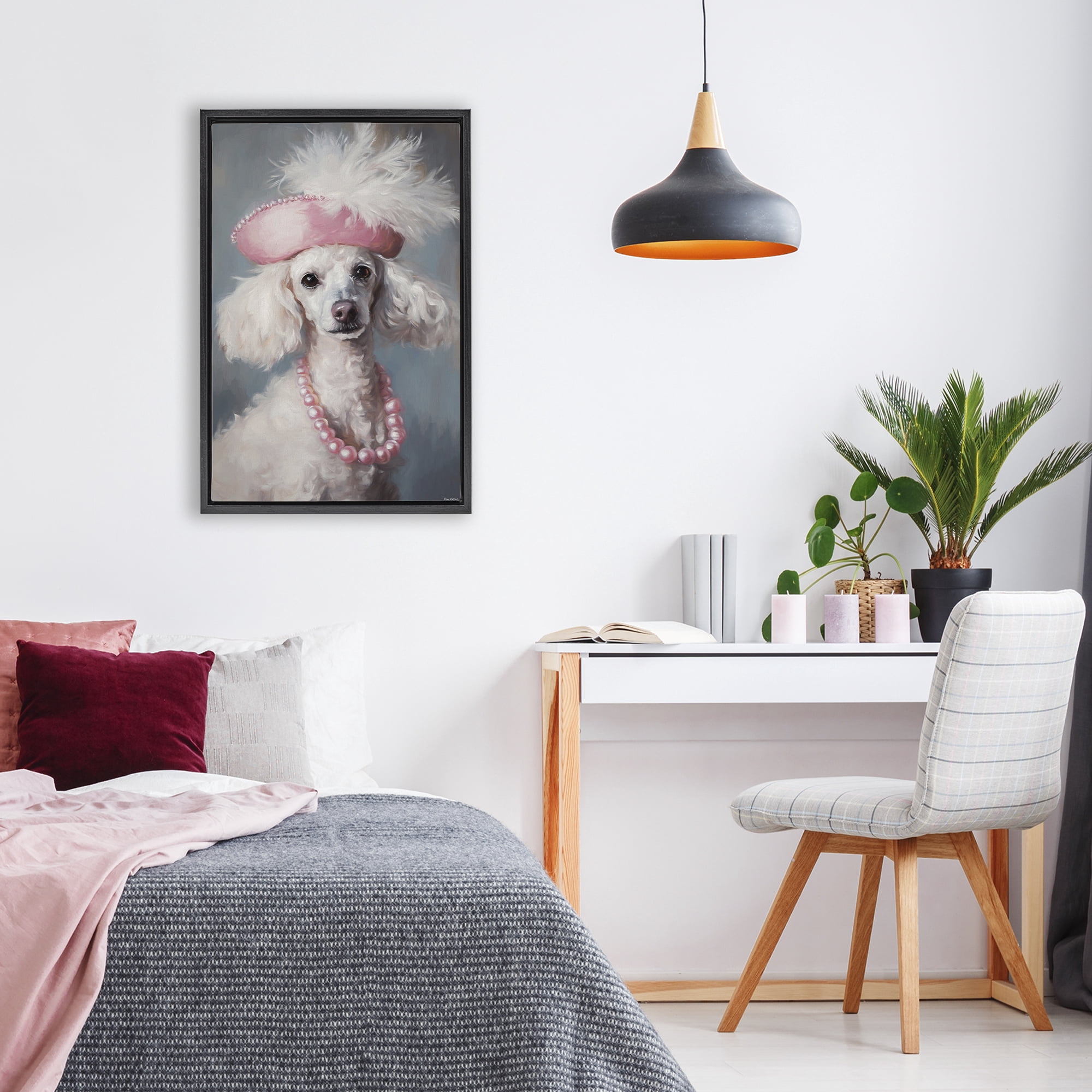Stupell Industries Beautiful Collette Pup Black Framed Floater Canvas Wall Art, design by Tina LeCour