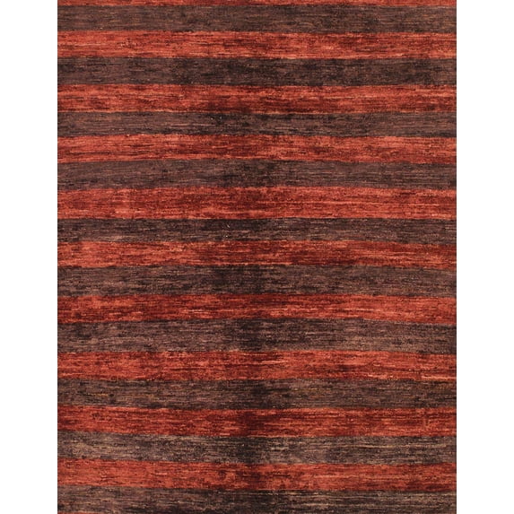 Ahgly Company Indoor Rectangle Abstract Fire Brick Red Oriental Area Rugs, 7' x 10'